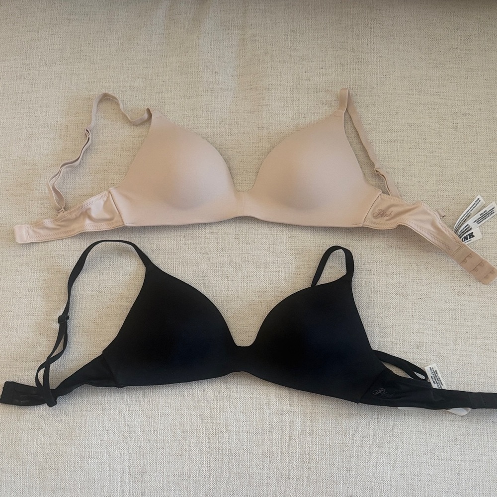 Victoria’s Secret Pink Wireless Black and Nude Bras